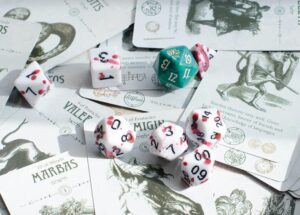 Close-up of Tarot Cards and Game Dice